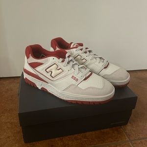 New Balance 550 White and Red Low-Top Sneakers